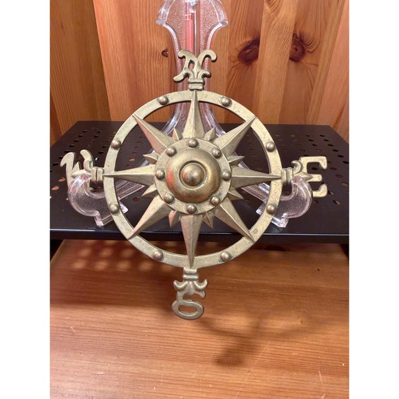 Other - Vintage Solid Brass Compass Rose Wall Decor 8" Nautical Made in Taiwan
